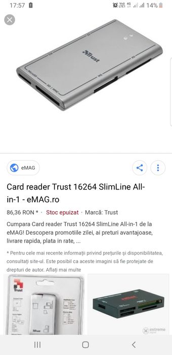 card reader trust slimline all in 1 tru16264.pret redus. Produs nou