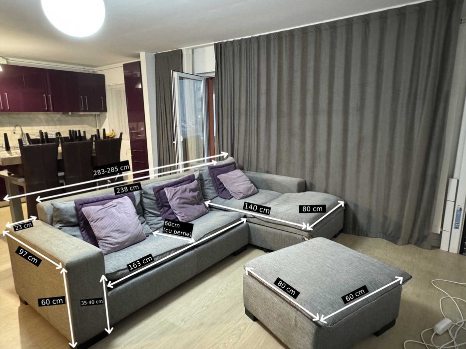 Canapea coltar extensibil gri