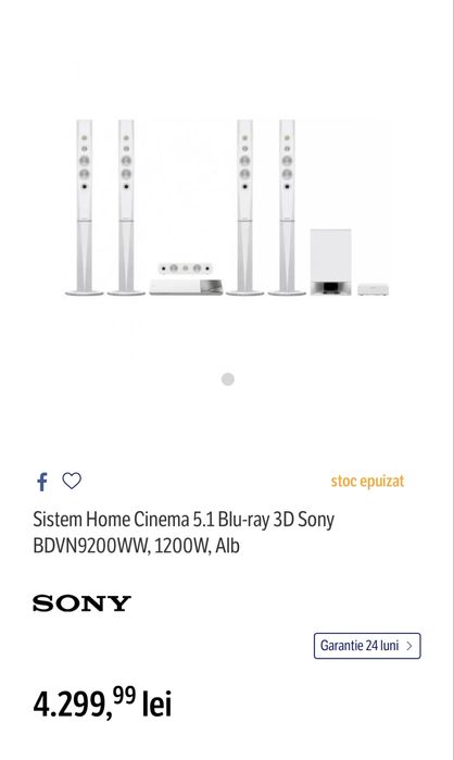Vand sistem bluray home cinema sony