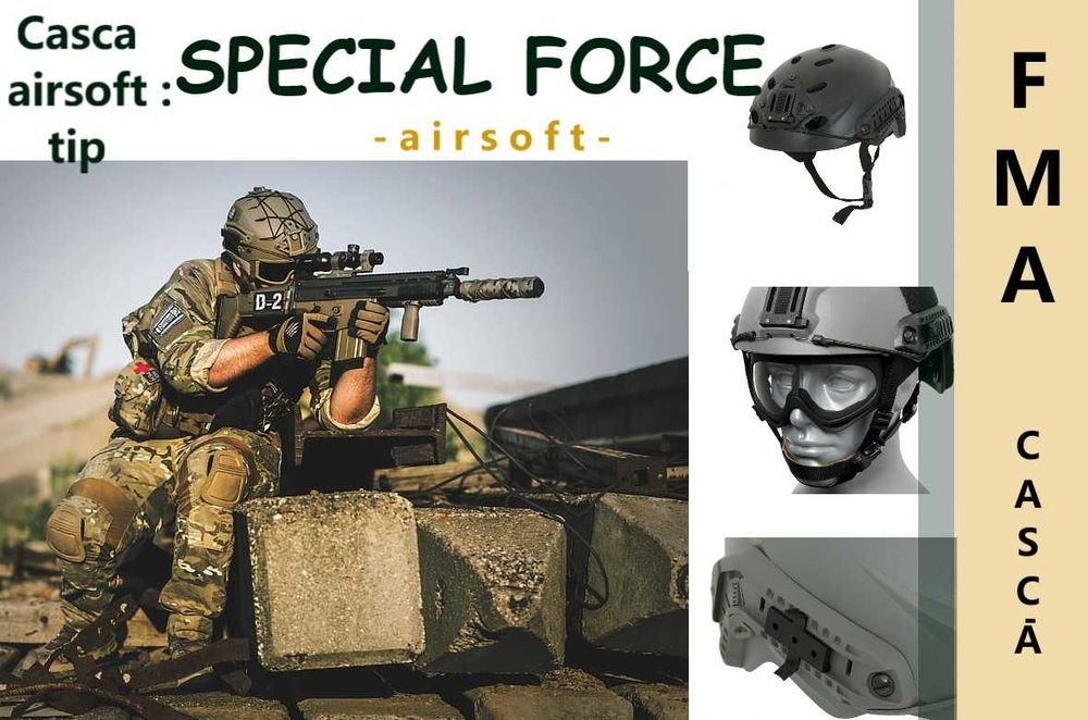 CASCA  F M A  airsoft tip SPECIAL FORCE negru masura L