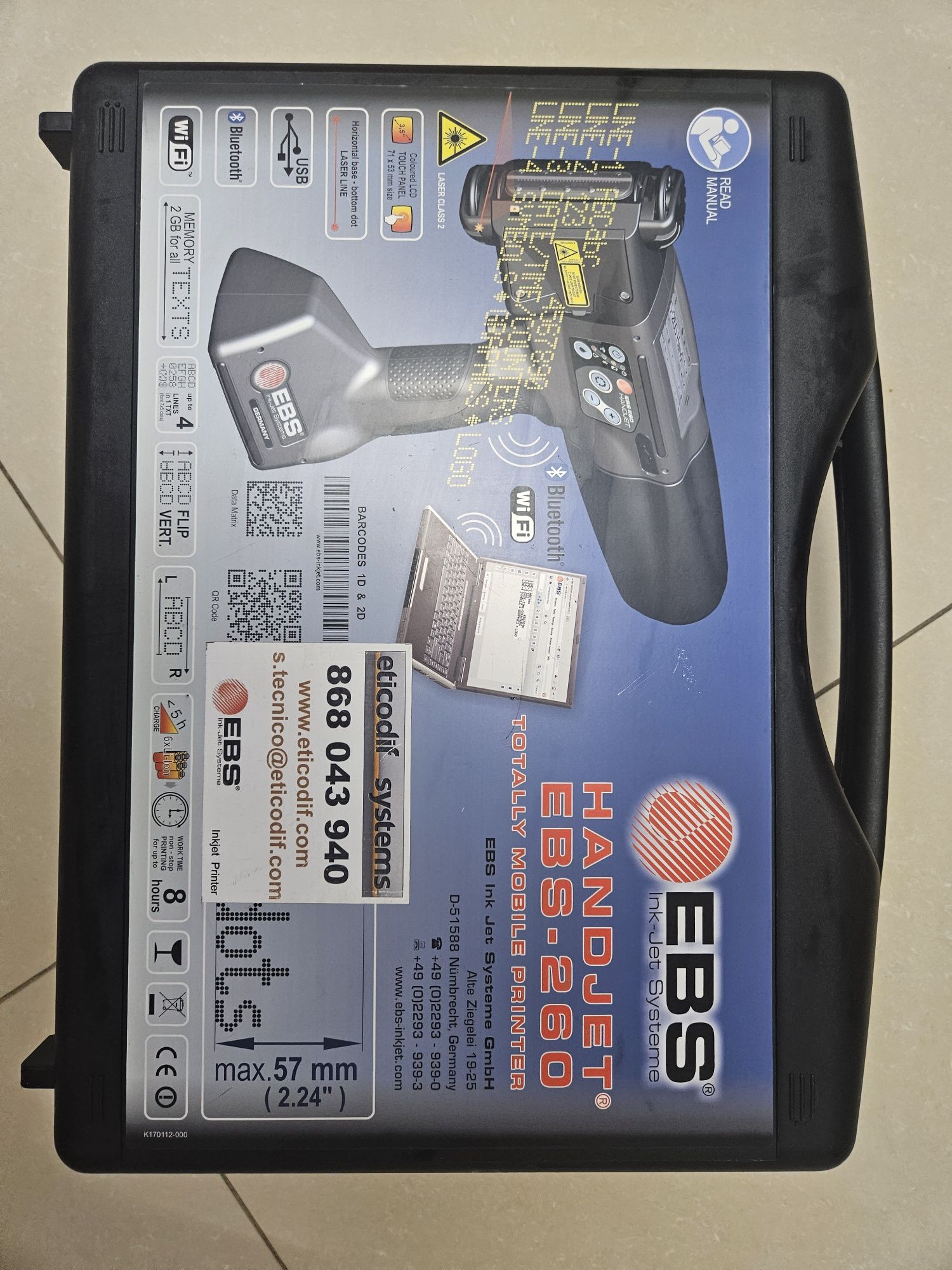 57% REDUS Imprimanta laser Inkjet Portabila Handjet EBS 260