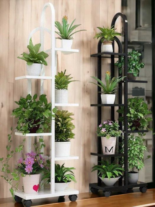 многоярусные металлические напольные подставки для цветов и растений