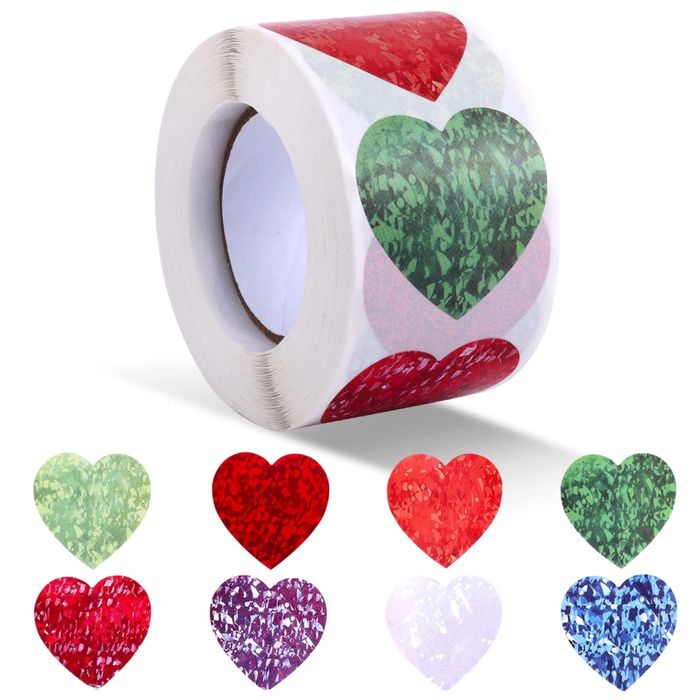 Stickere premium in forma de inima - 500 intr-o rola