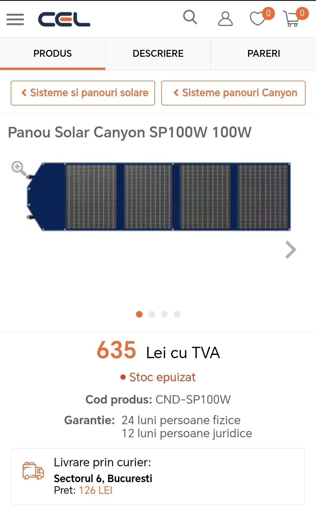 Vând panou solar portabil 100W reali