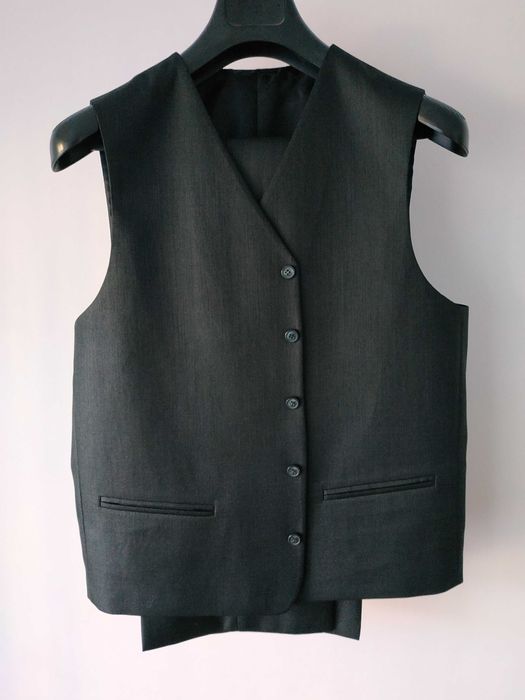 Costum Marios negru texturat,bărbați, Sacou, Vestă și Pantaloni, Nr 48