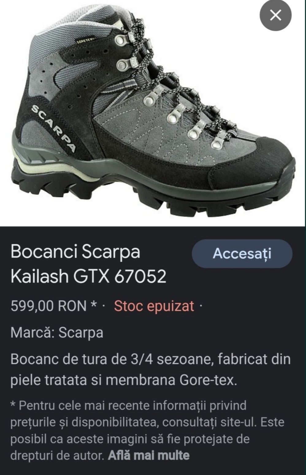 Bocanci, Scarpa Kailash GTX piele, ghete Gore Tex VIBRAM nr. 38 1/2 EU