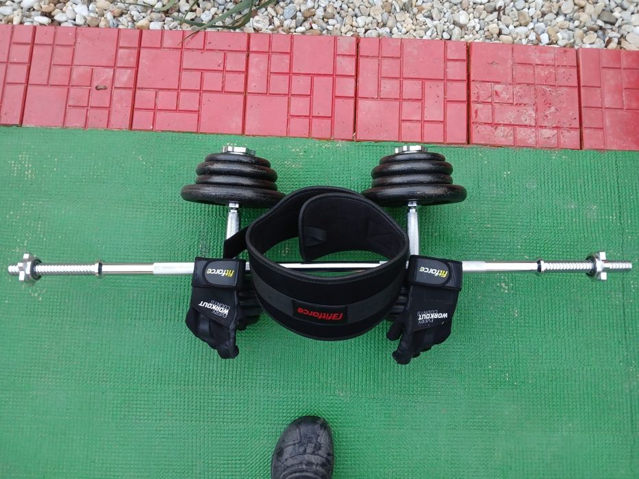 Gantere fitness , bara haltere , brâu si manusi