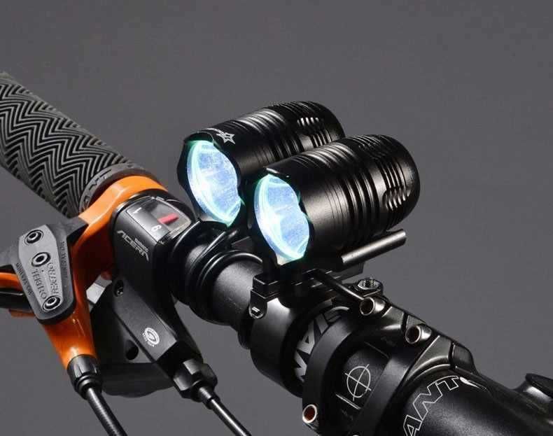 Far Bicicleta 2 Led Cree T6 Lanterna Frontală  Acumulator OFERTA!