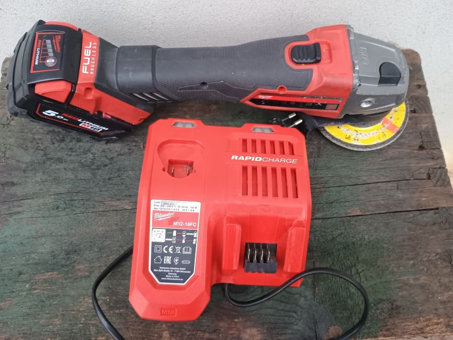 Flex milwaukee fsag125x baterie 5 ah și încărcător rapid
