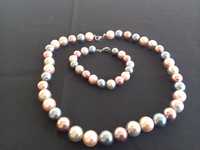 Set deosebit perle în 4 culori "mother of pearls": colier + brățară