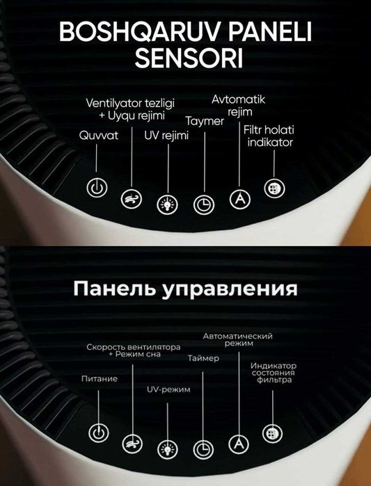 Очиститель воздуха + увлажнитель 2 в 1  HOFMANN/ Большой выбор / Акция