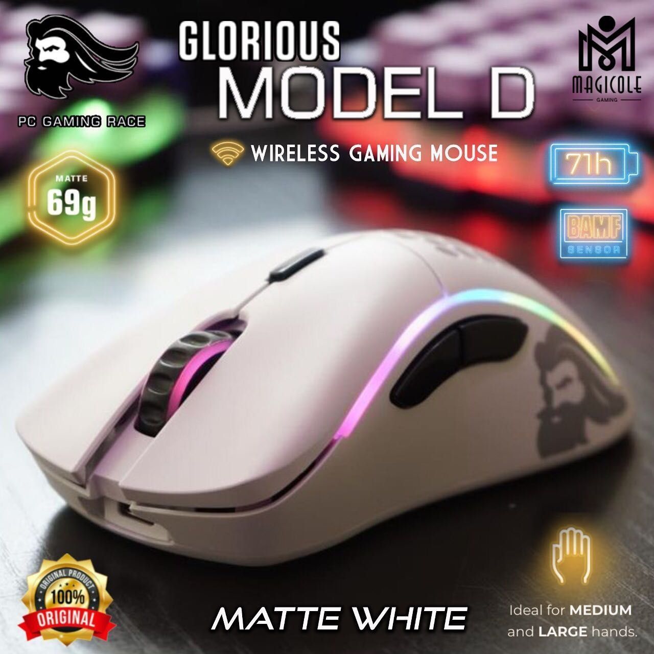 Glorious model D Wireless Беспроводная мышка/мышь  (69 грамм,DPI 19K)