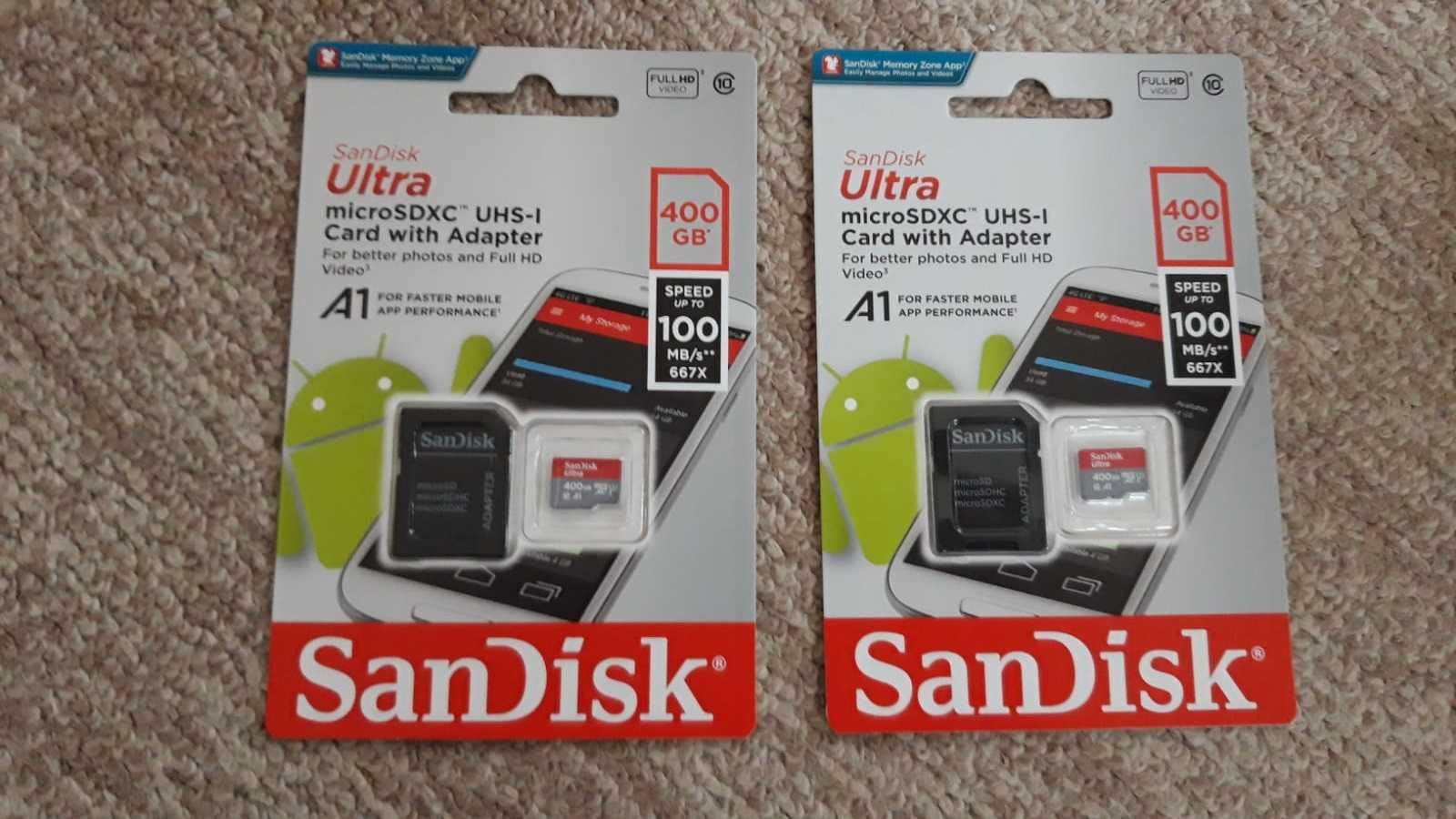 Card sandisk microsd , cu adaptor sd nou 400 gb