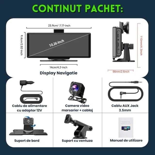 Navigatie Auto UNIVERSALA MARE 2 CAMERE INCLUSE Display de 10.26 inch