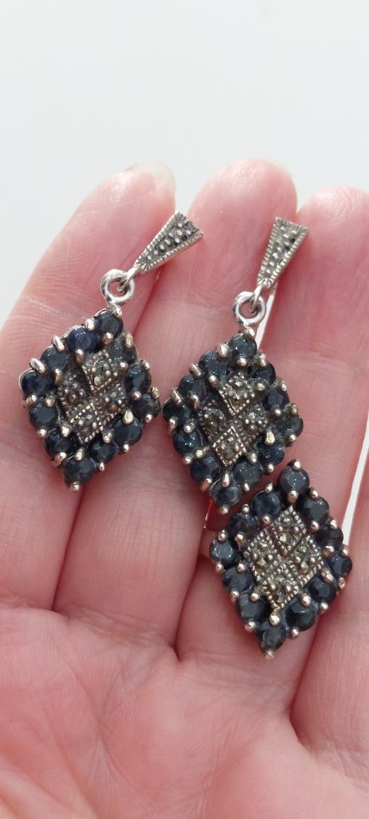Set vechi argint cu pietre și marcasite