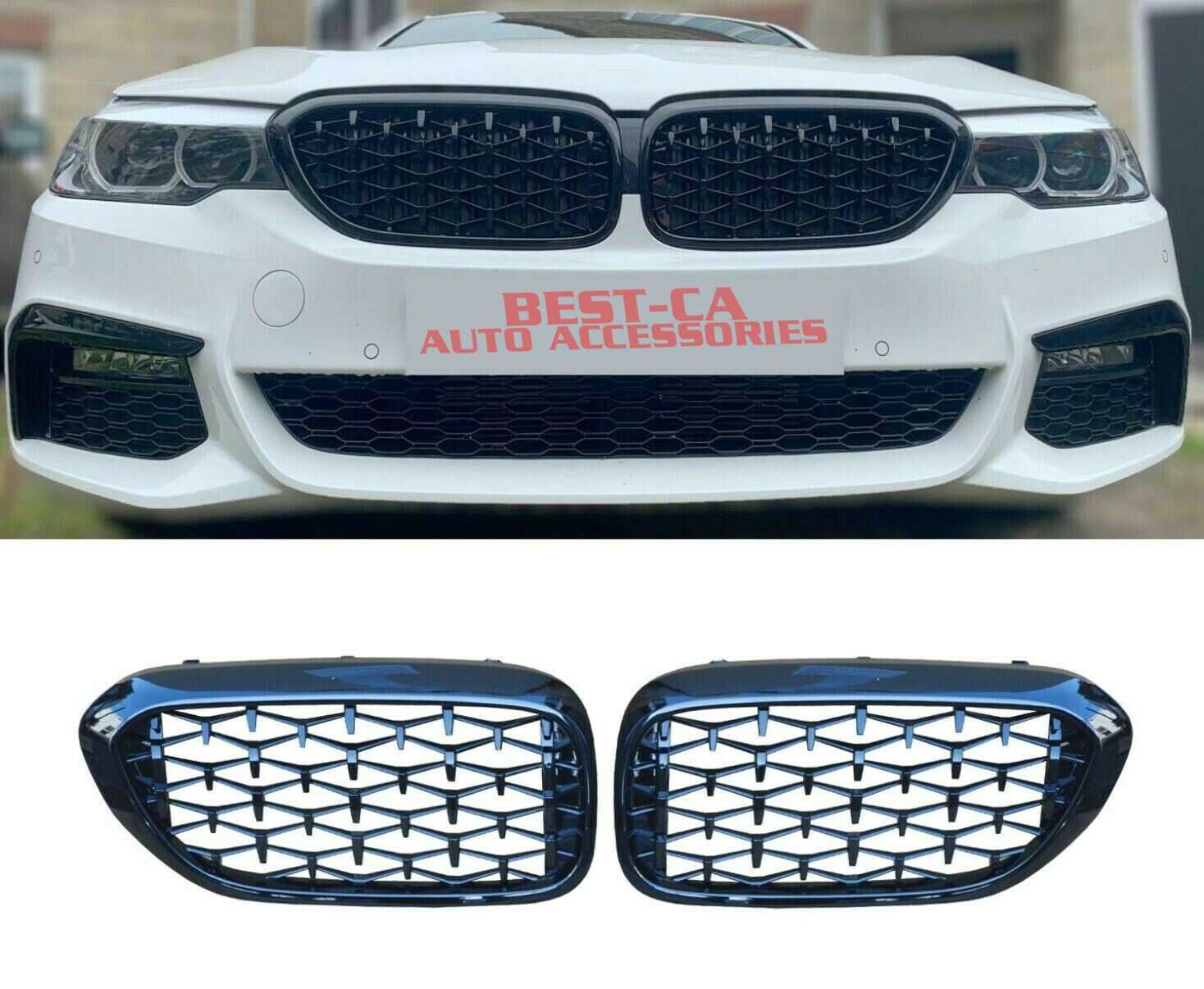 Set Grile Nari Diamond Style pentru BMW Seria 5 G30 G31 Negru Lucios