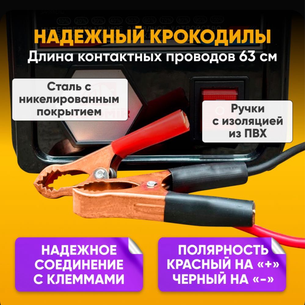 Интеллектуальное зарядное устройство для аккумулятора 100 ампер, 12/24