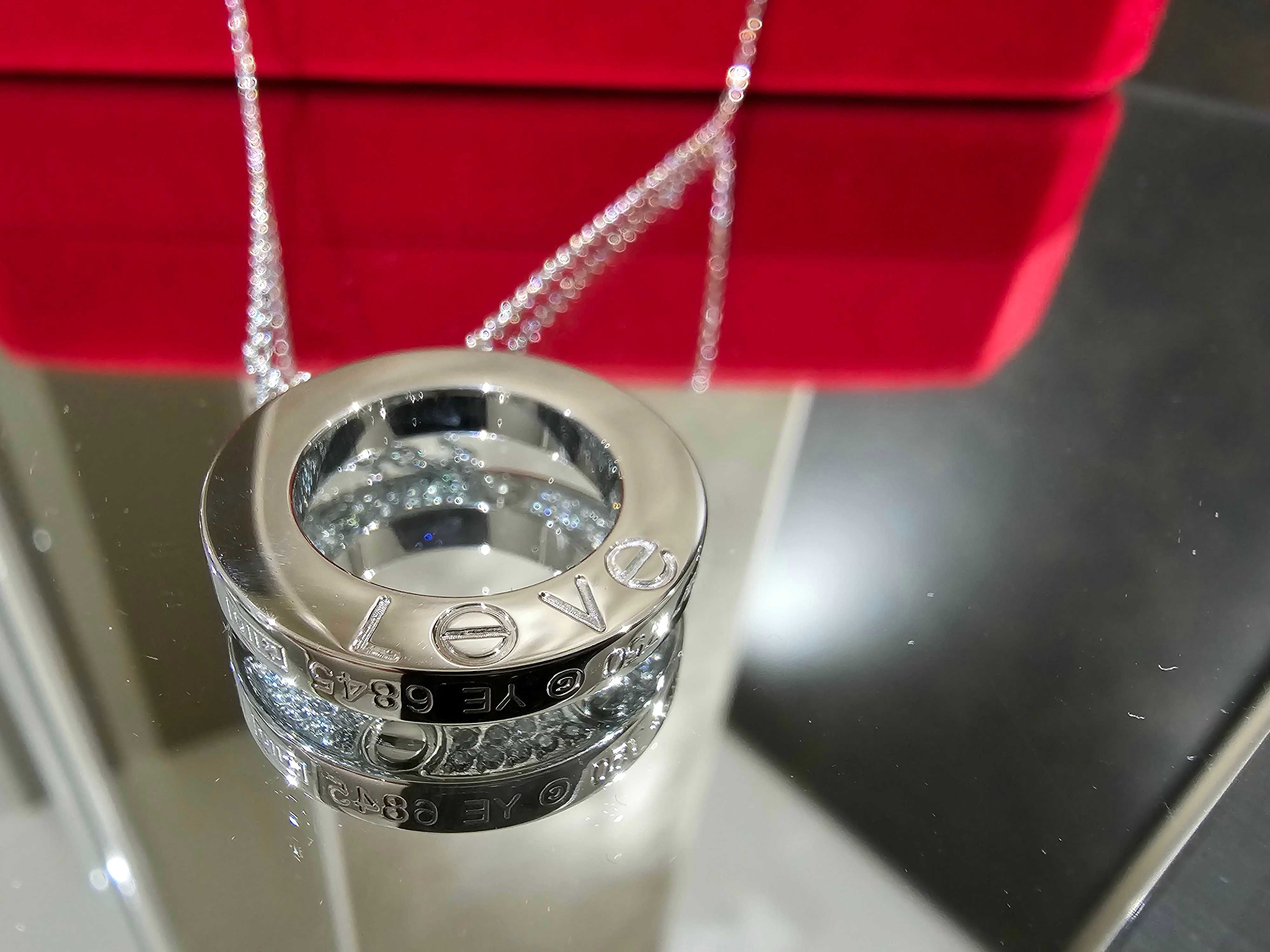 CARTIER Love White Gold Large Paved Diamonds Pendant Дамскo Колие