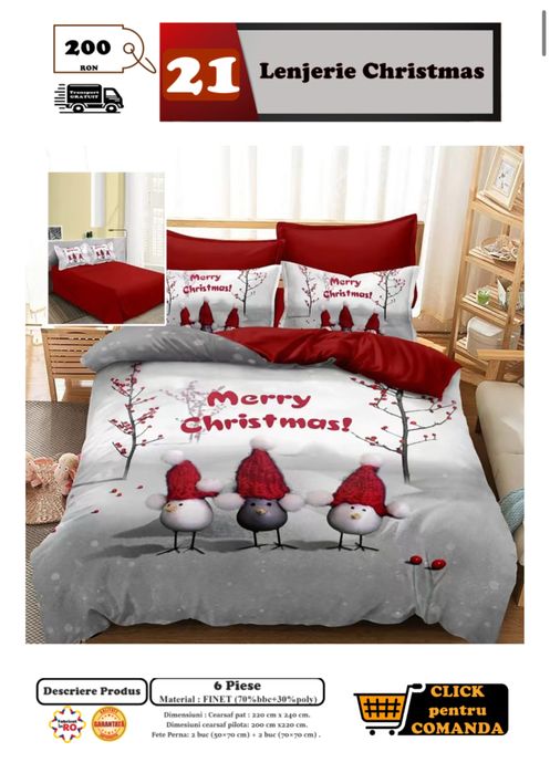 Lenjerie de pat cu model festiv