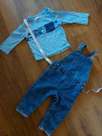Детски дънков гащеризон и блуза 9-12 месеца ( 74 -80 см )
