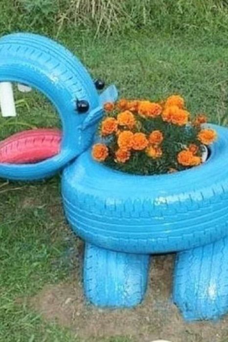 Jardiniere din pneuri