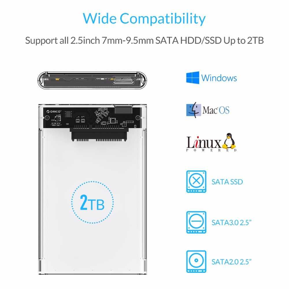 ORICO Carcasa rack extern HDD / SSD 2.5" SATA la USB 3.0 transparent