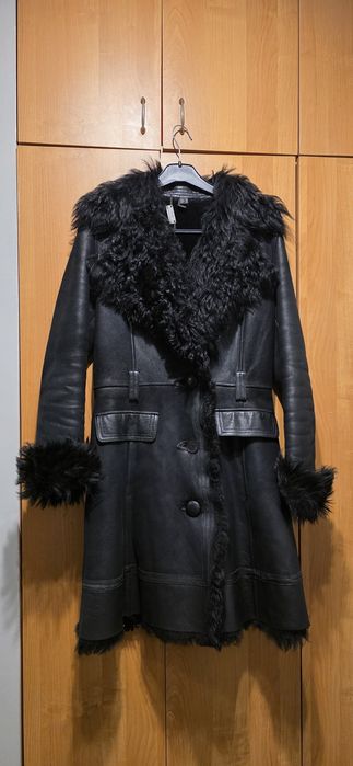 Палто естествена кожа Mango