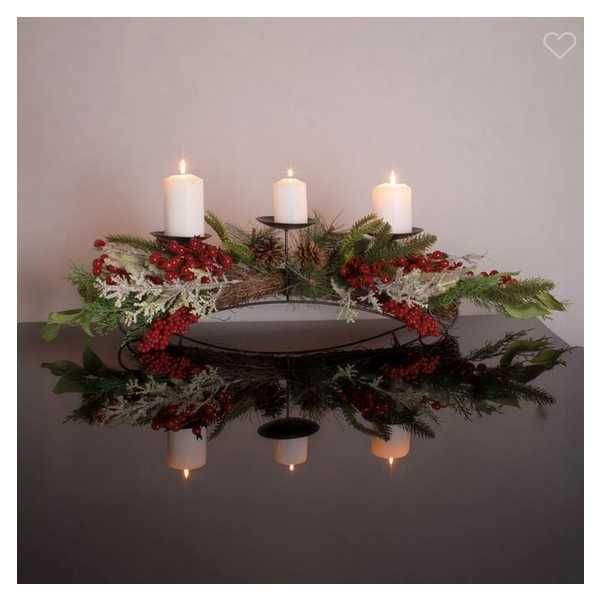 Декоративен коледен венец за маса Mercado Trade, За 3бр. свещи
