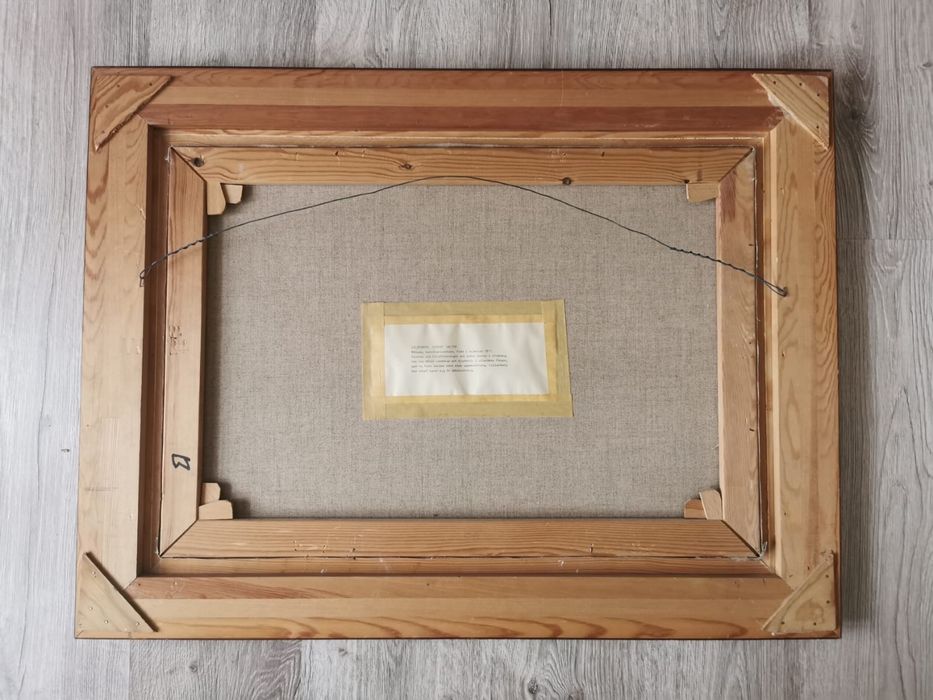 Антикварна картина с дървена рамка стъкло паспарту жена с шапка