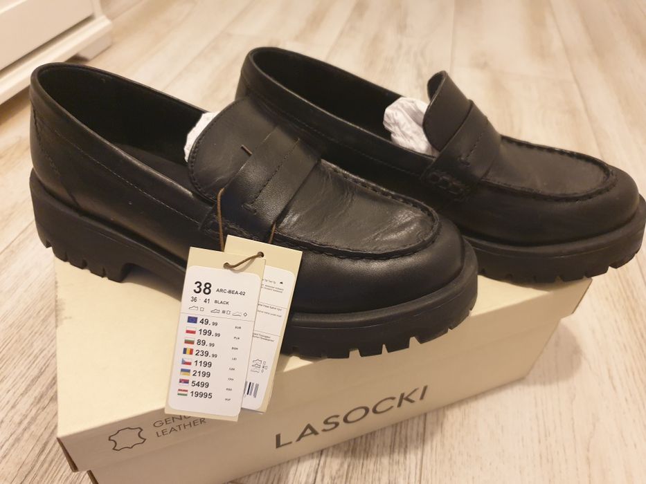 Mocasini/Pantofi negri piele naturala Lasocki