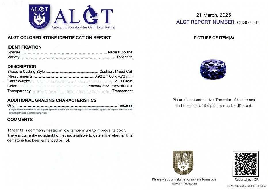 Tanzanite cushion nemontate 0,92-2,13 ct., cod 9592,9594,10497
