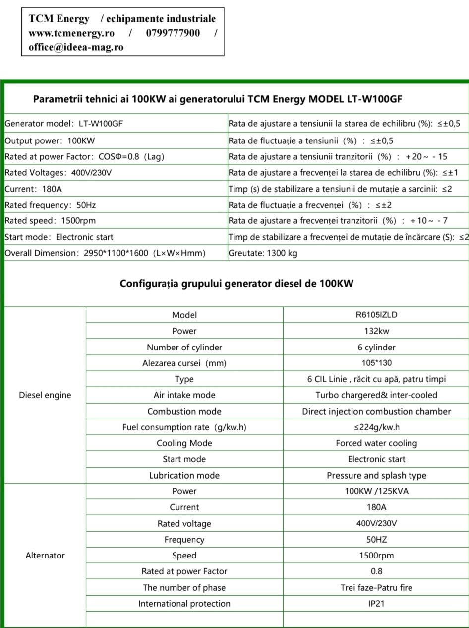 Generatoare curent diesel 15-50-100 KW NOI garant Generator TCM ENERGY