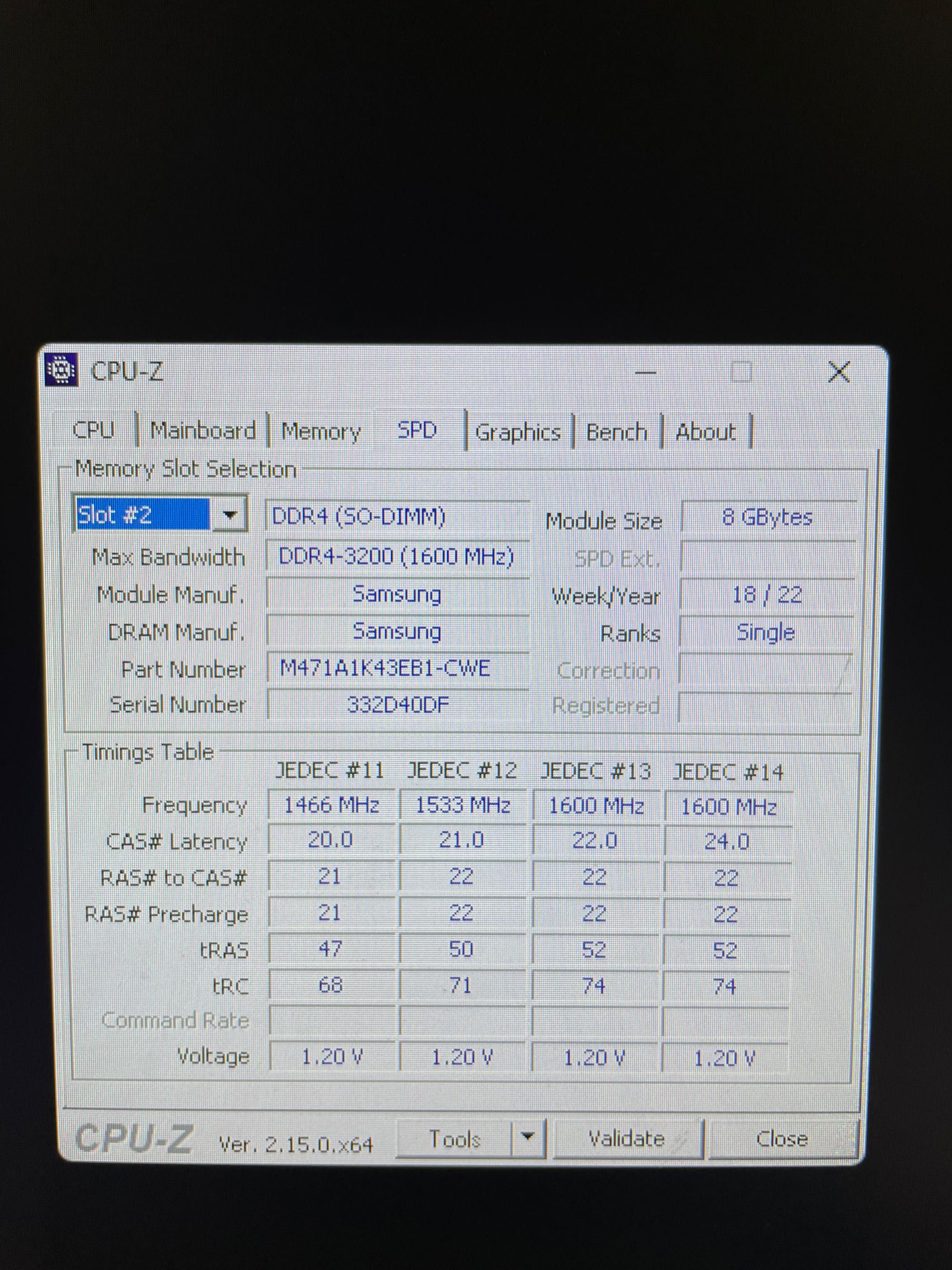 1x placuta ram samsung 8gb ddr4 sodimm 3200mhz 1.2v