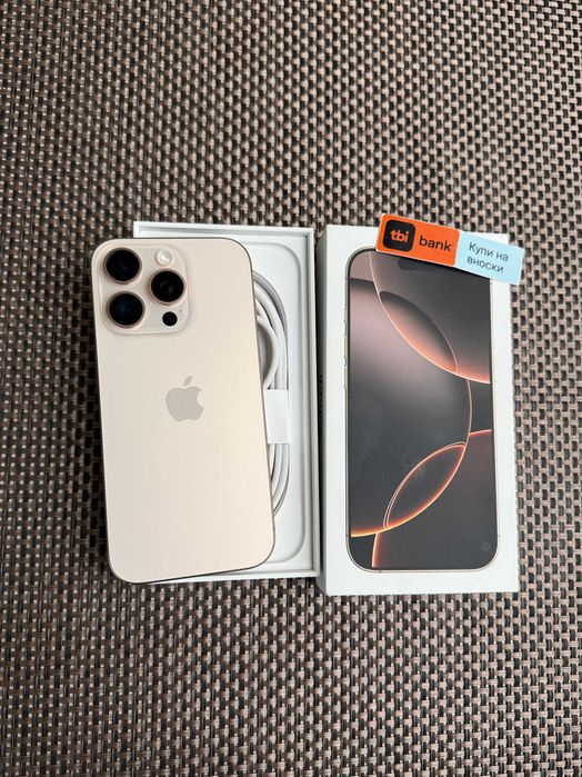 100% Батерия 256GB iPhone 16 Pro Лизинг от 75лв/м Desert Titanium ГАР.