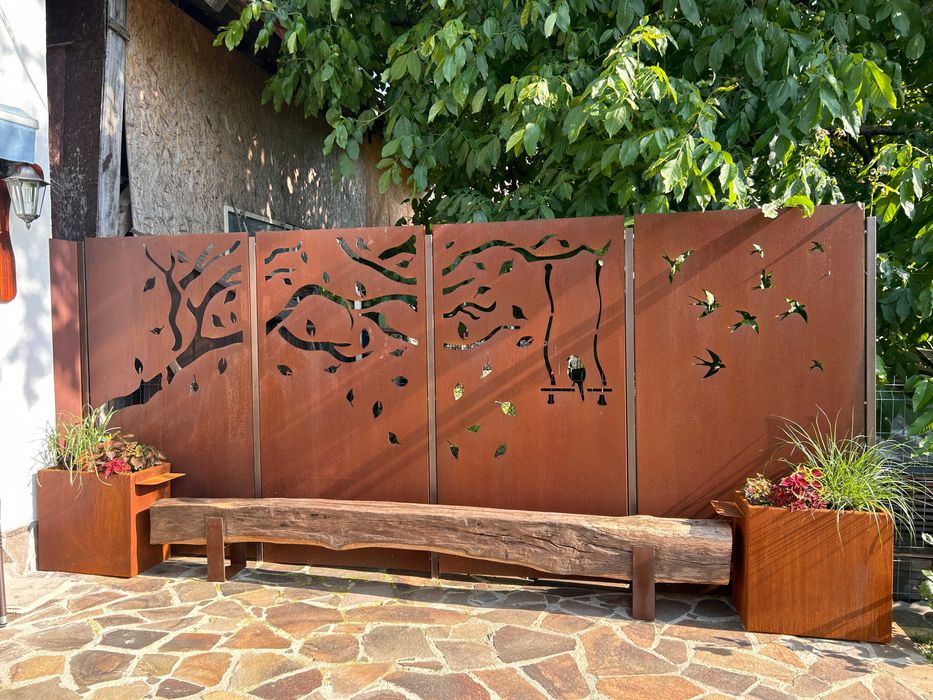 Jardiniere, ghivece, delimitare gazon din otel CORTEN