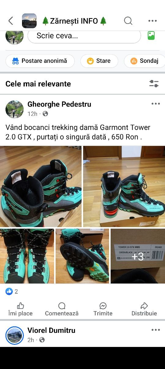 Vând bocanci purtați o singură dată , 550 Ron .