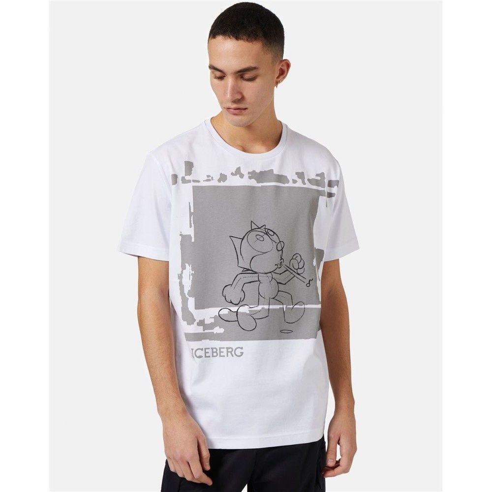 Мъжка тениска Iceberg White T-shirt with  Graphics