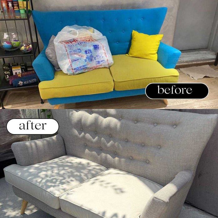 Перетяжка ремонт дивана или кресла с выбором ткани у вас! АЛМАТЫ!