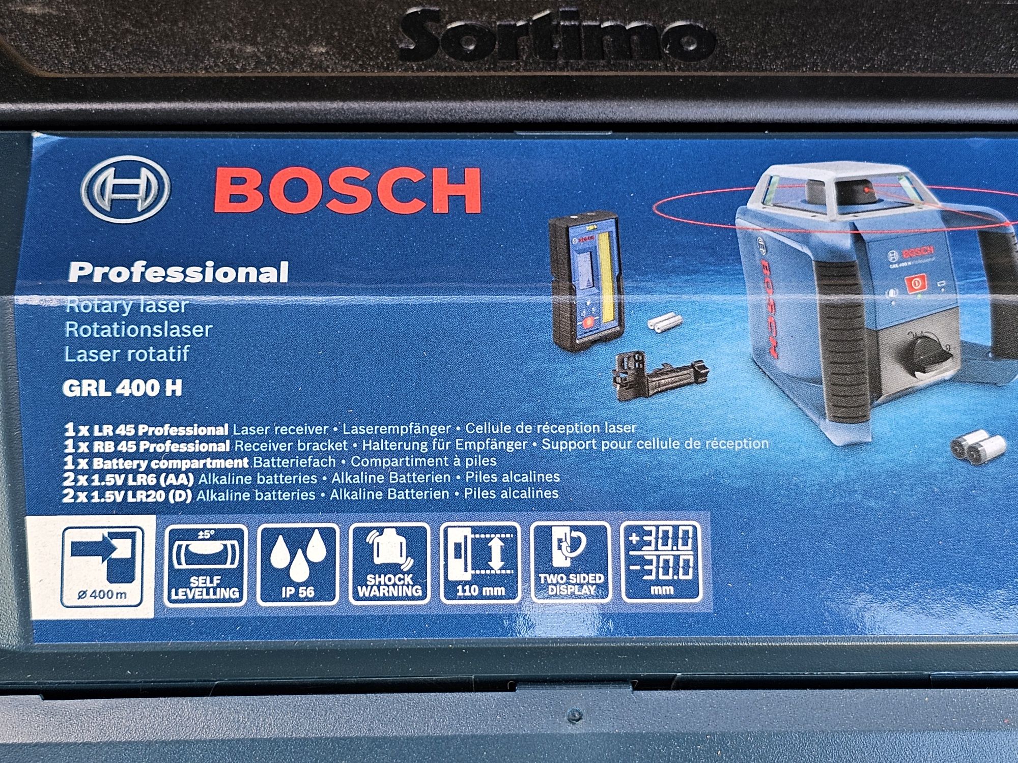 Laser rotativ Bosch GRL 400 H + LR 45 în L-BOXX 0601061805, sigilat
