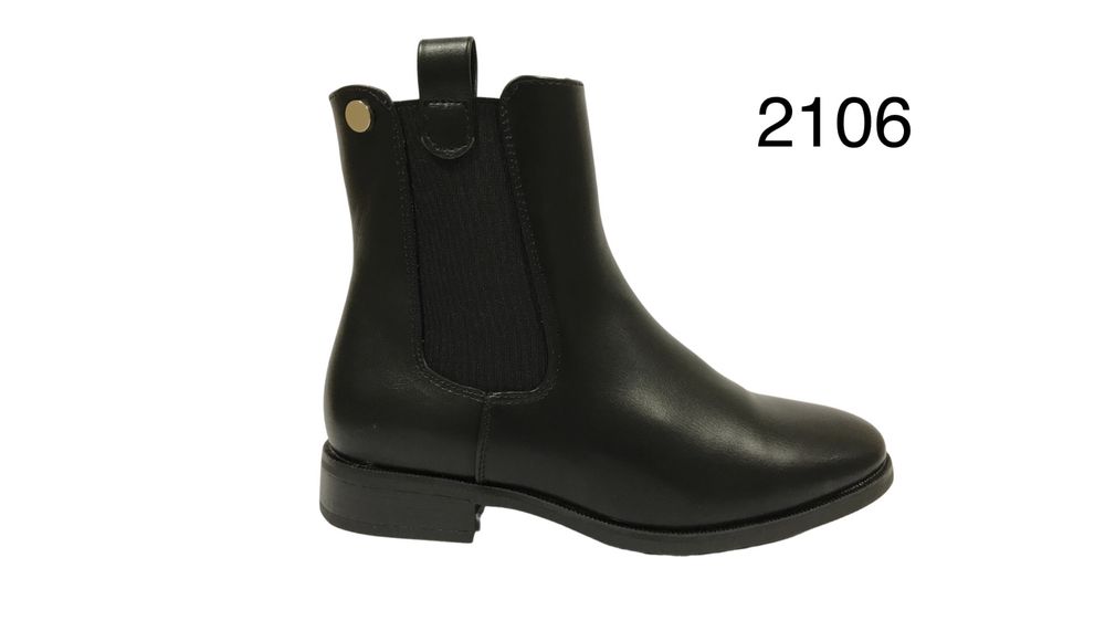 Дамски елегантни кожени боти в черно-2106