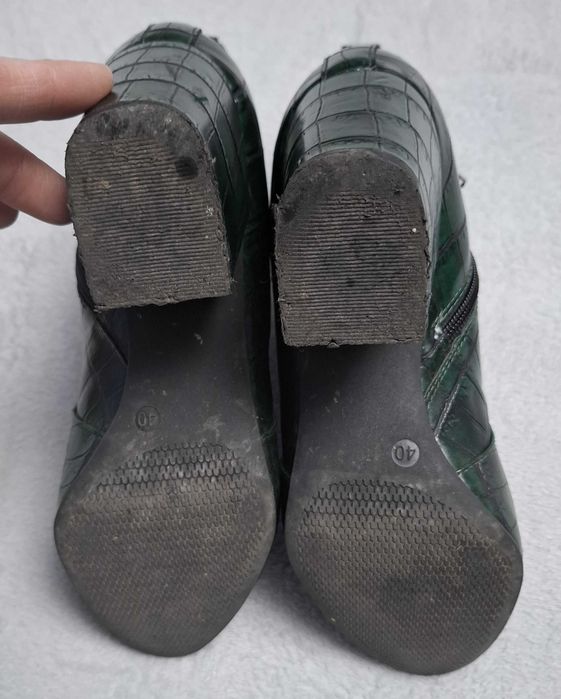 Botine verzi cu toc gros, 40, Graceland