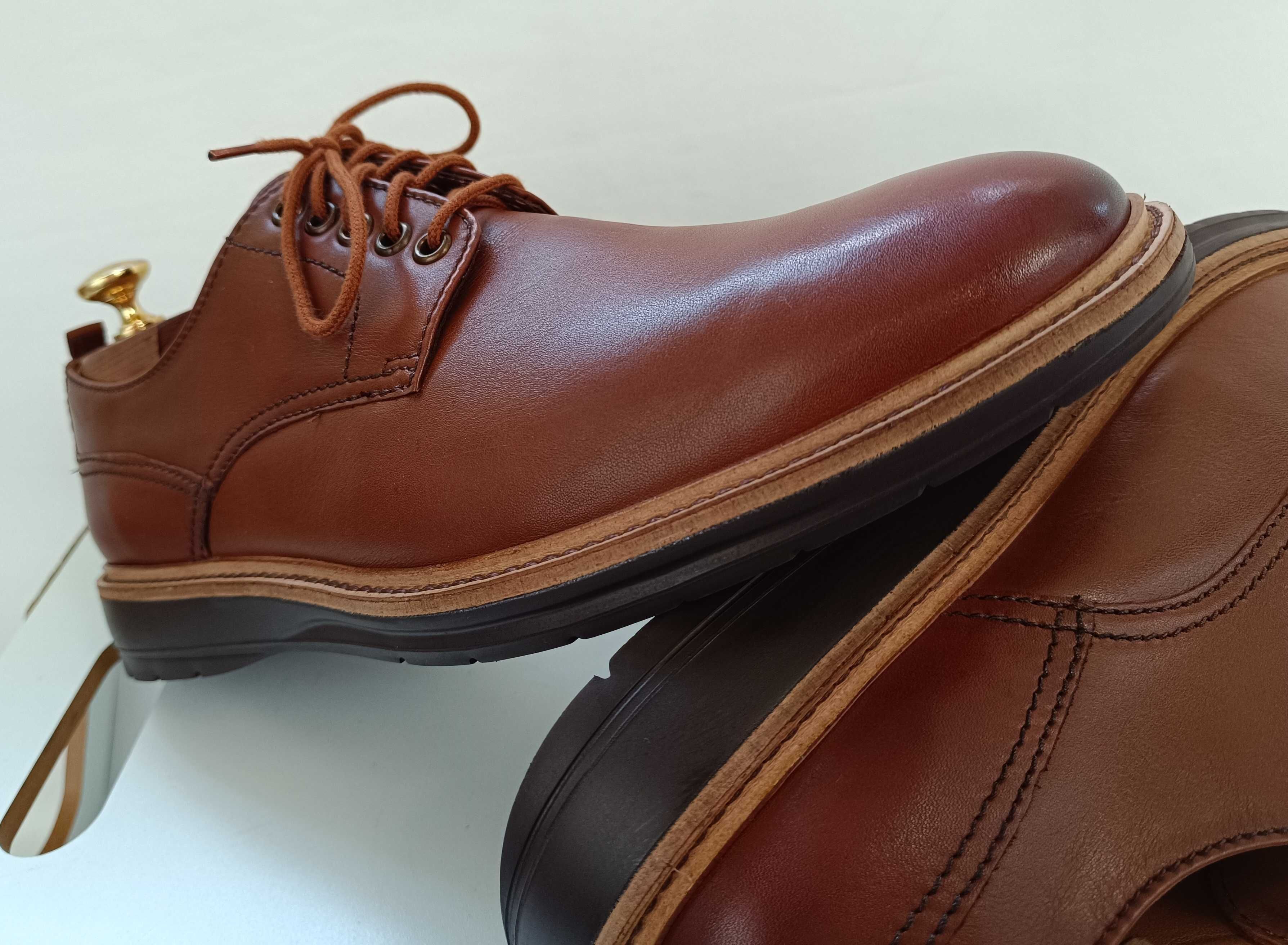 Pantofi derby 44.5 plain toe Clarks NOI piele naturala moale