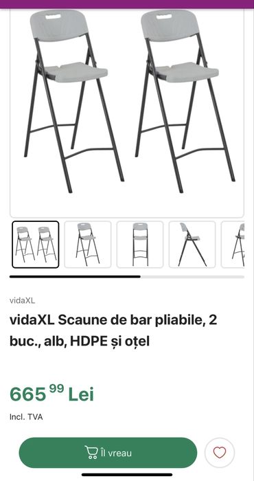 Set mobilier bar pliabil – 2 scaune + masă, înălțime bar