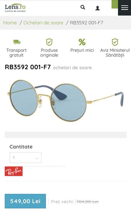 RayBan RB3592 001/F7 marimea 55-20