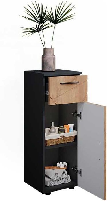 Шкаф за баня Vicco Midi, златен дъб / антрацит, Ирма, 30 x 81 x 30 см