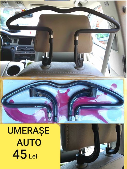 UMERAȘE AUTO din metal cu material antialunecare cu fixare pe tetiera