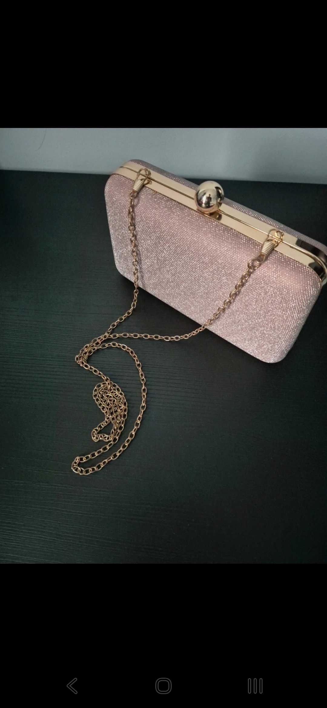 Clutch elegant cu fir roz lucios