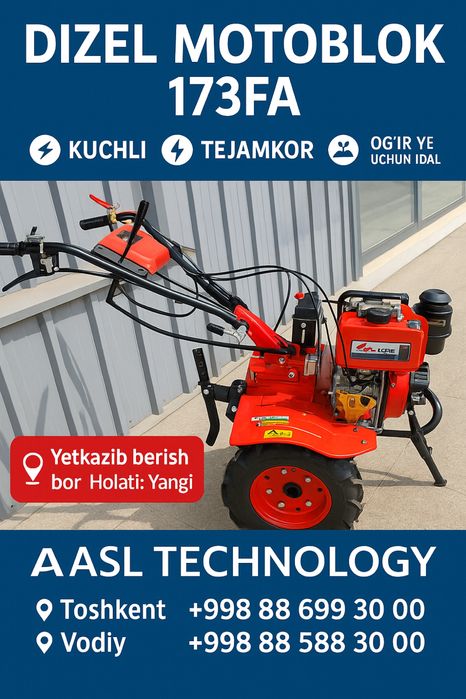 Dizel Motoblok 173FA — Kuchli, Tejamkor, Og‘ir Yerlar uchun Ideal