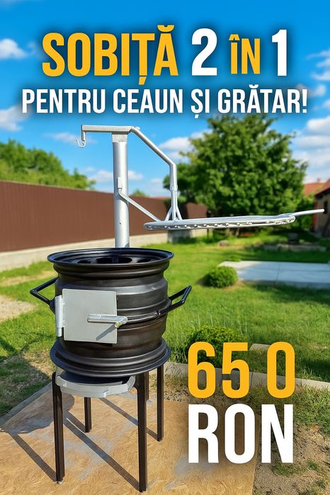 Gătește ca-n natură! Sobiță tip Godin cu grătar reglabil – 650 RON