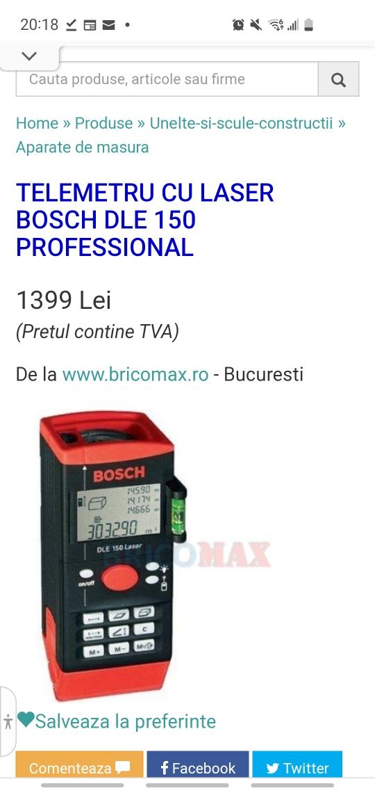 Vand telemetru laser Bosch DLE 150 ca nou